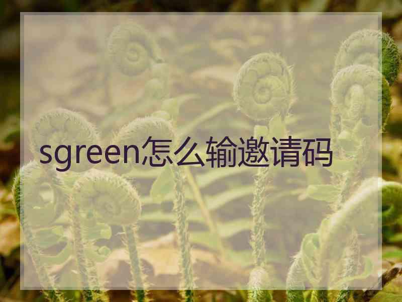 sgreen怎么输邀请码