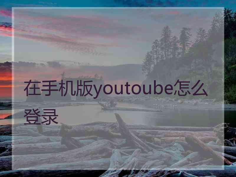 在手机版youtoube怎么登录